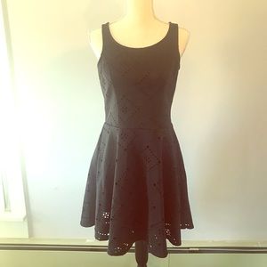 Black Skater Dress with Laser Cut Detail
